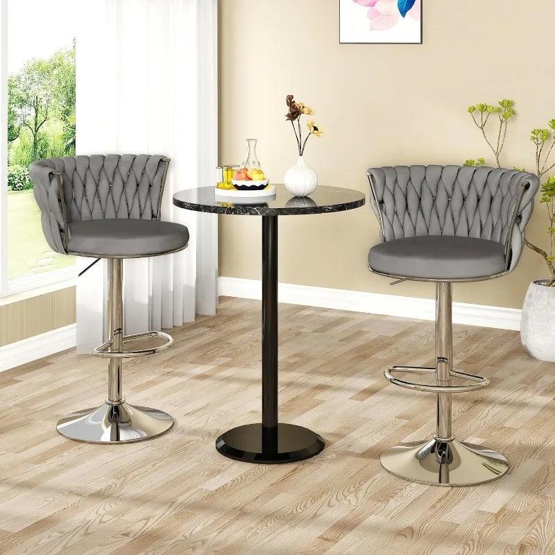 Lixra Premium Comfort Set Of 2 Grey High Raise Stools