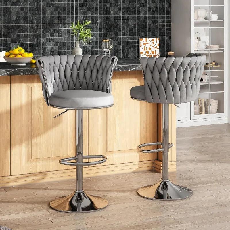 Lixra Premium Comfort Set Of 2 Grey High Raise Stools