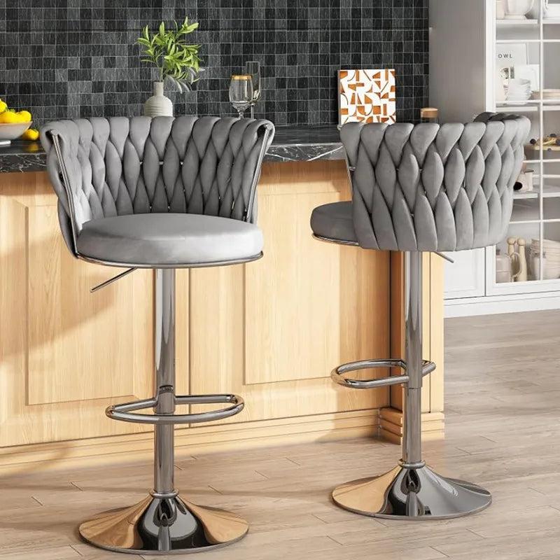 lixra Premium Comfort Set of 2 Grey High Raise Stools