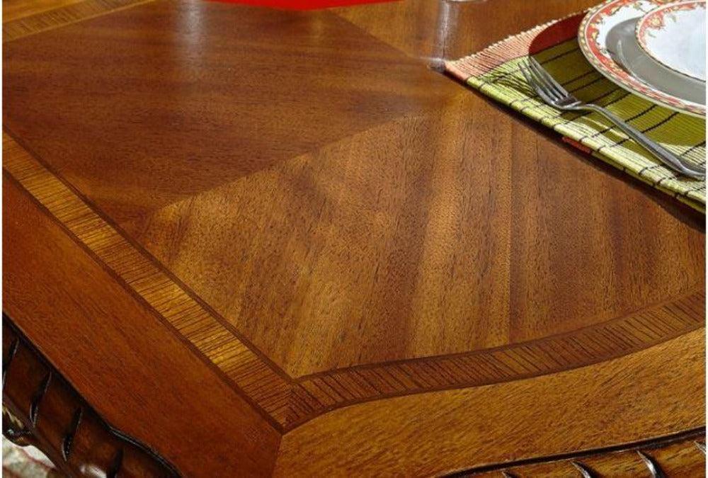Lixra Rectangular Brusten Wooden European Dining Table Set