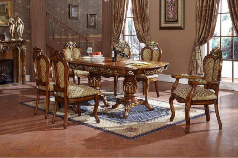 lixra Rectangular Brusten Wooden European Dining Table Set