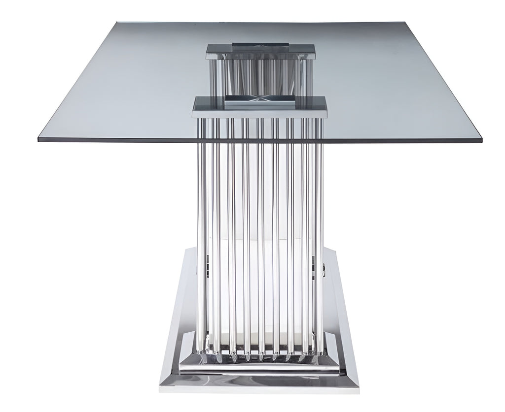 Lixra Rectangular Glass Dining Table With Metal Legs