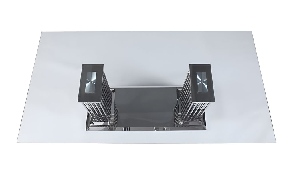 Lixra Rectangular Glass Dining Table With Metal Legs