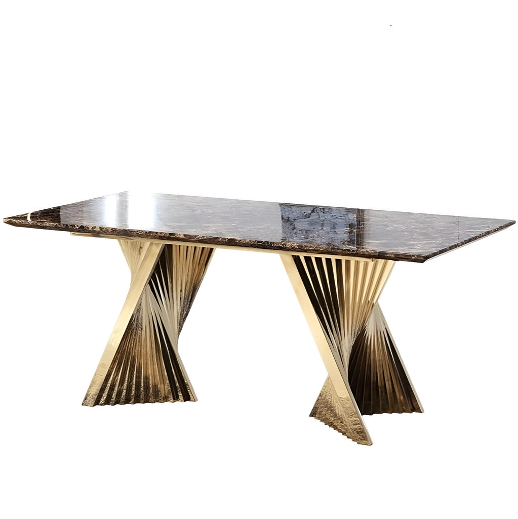 Lixra Rectangular Marble Dining Table With Golden Base