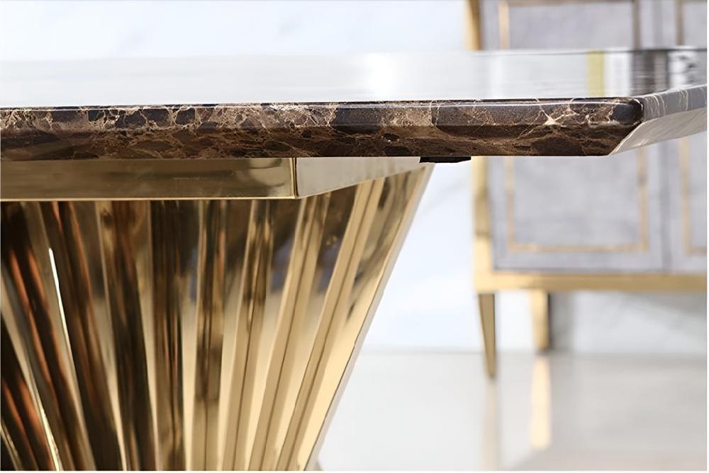 Lixra Rectangular Marble Dining Table With Golden Base