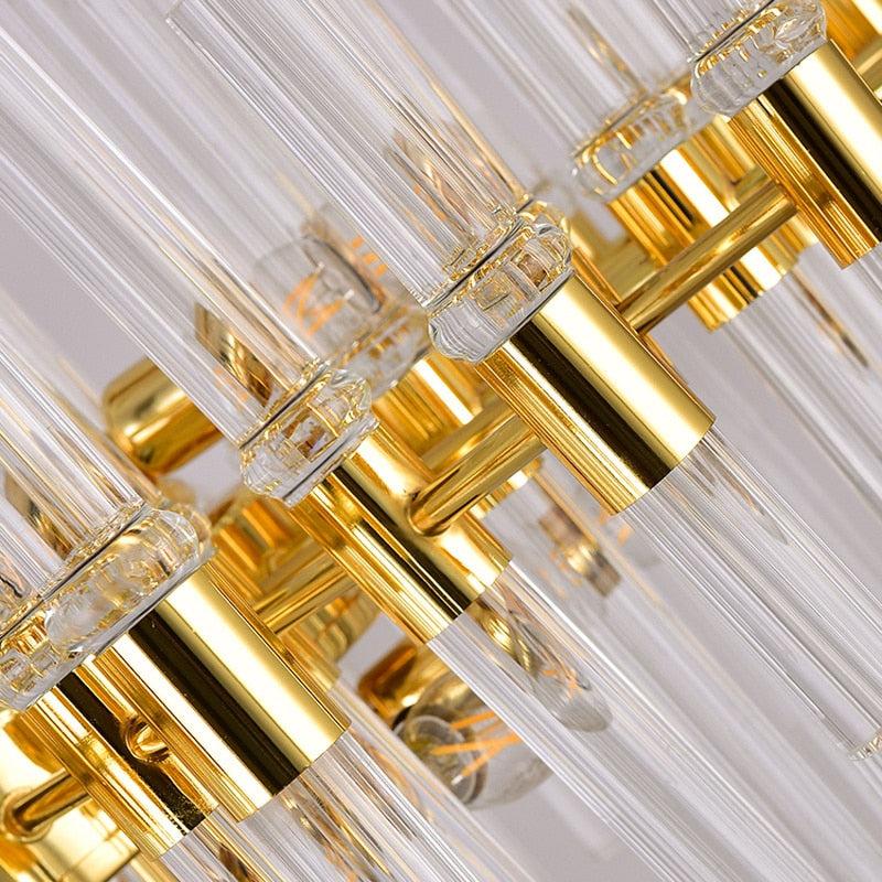 Lixra Rectangular Shape White & Gold Crystal Chandelier