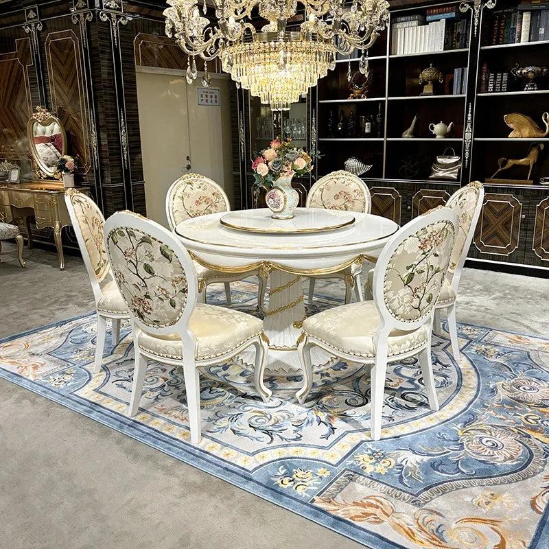 Lixra Round European Wooden Dining Set With Gold Accents