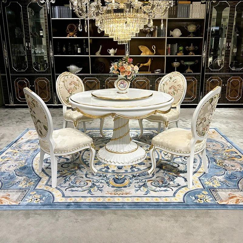 Lixra Round European Wooden Dining Set With Gold Accents