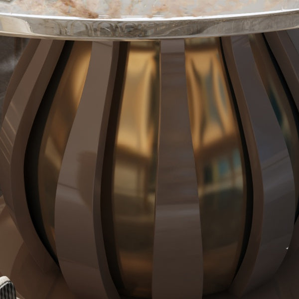 Lixra Round Marble Dining Table Set With Lazy Susan