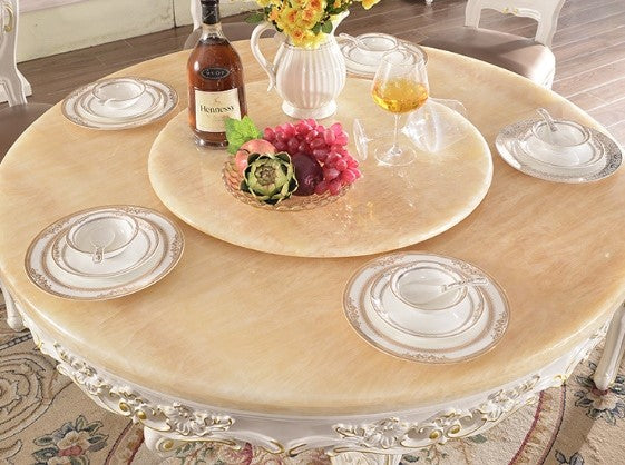 Lixra Round Marble European Dining Table Set With Lazy Susan