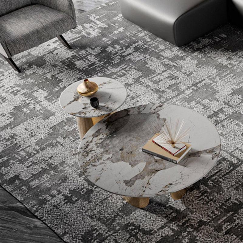 Lixra Round Marble Top Coffee Table With Metal Base