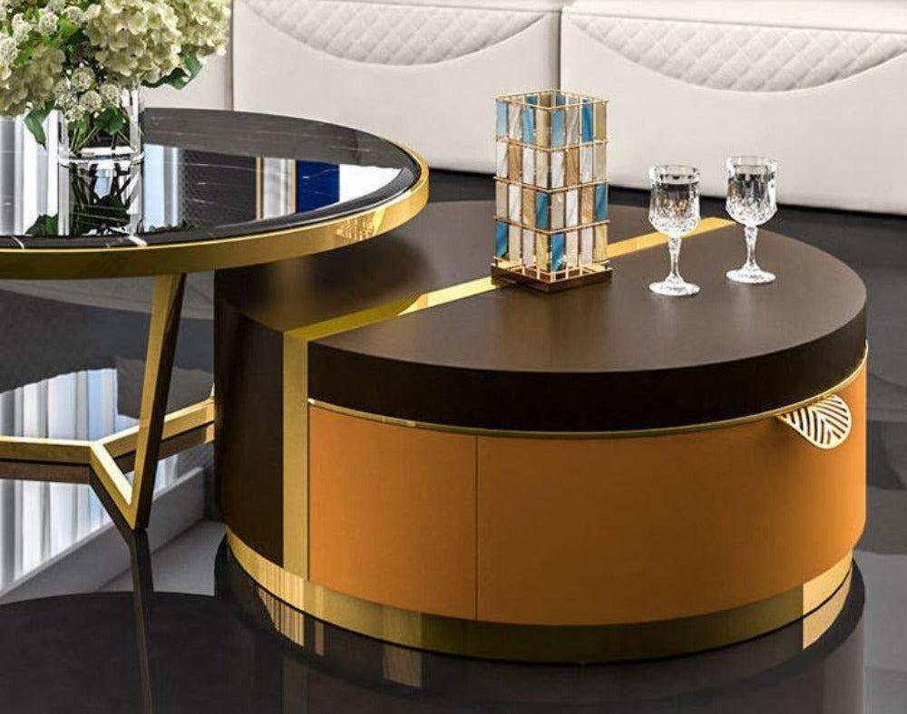 Lixra Round Shaped Modern Coffee Table With Side Table