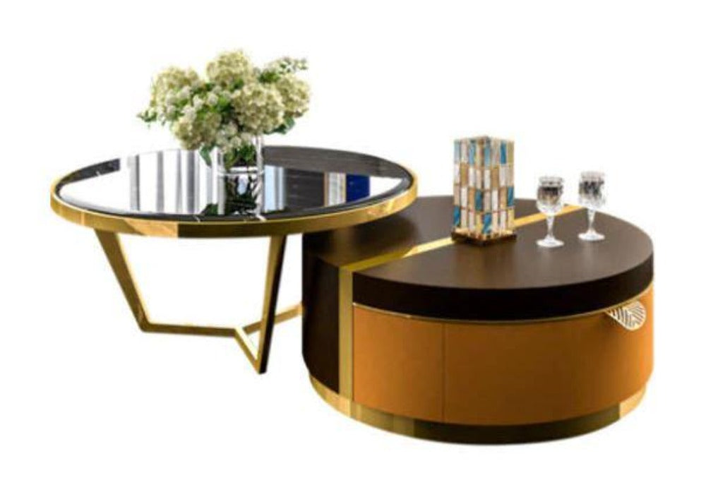 Lixra Round Shaped Modern Coffee Table With Side Table