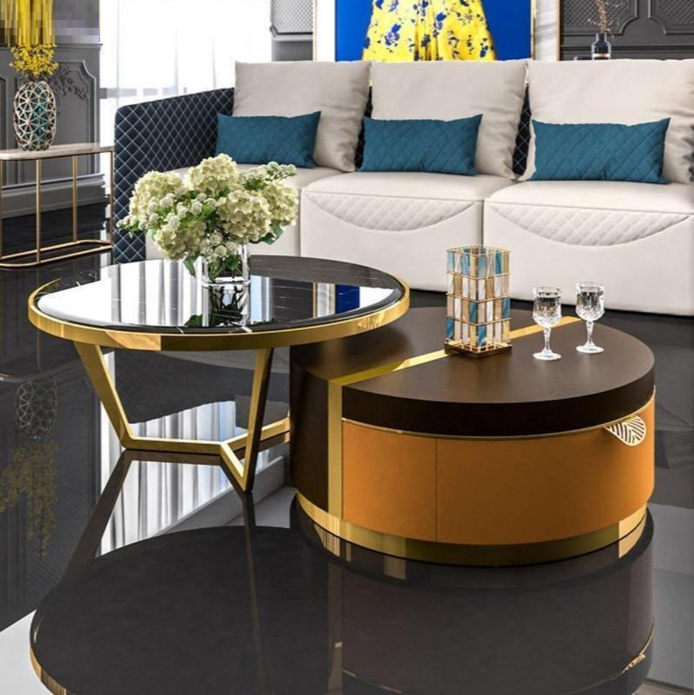 lixra Round Shaped Modern Coffee Table with Side Table