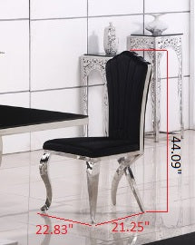 Lixra Set Of 2 Chic Design Black Velvet Metallic Dining Chair