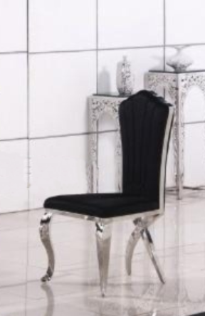 lixra Set Of 2 Chic Design Black Velvet Metallic Dining Chair