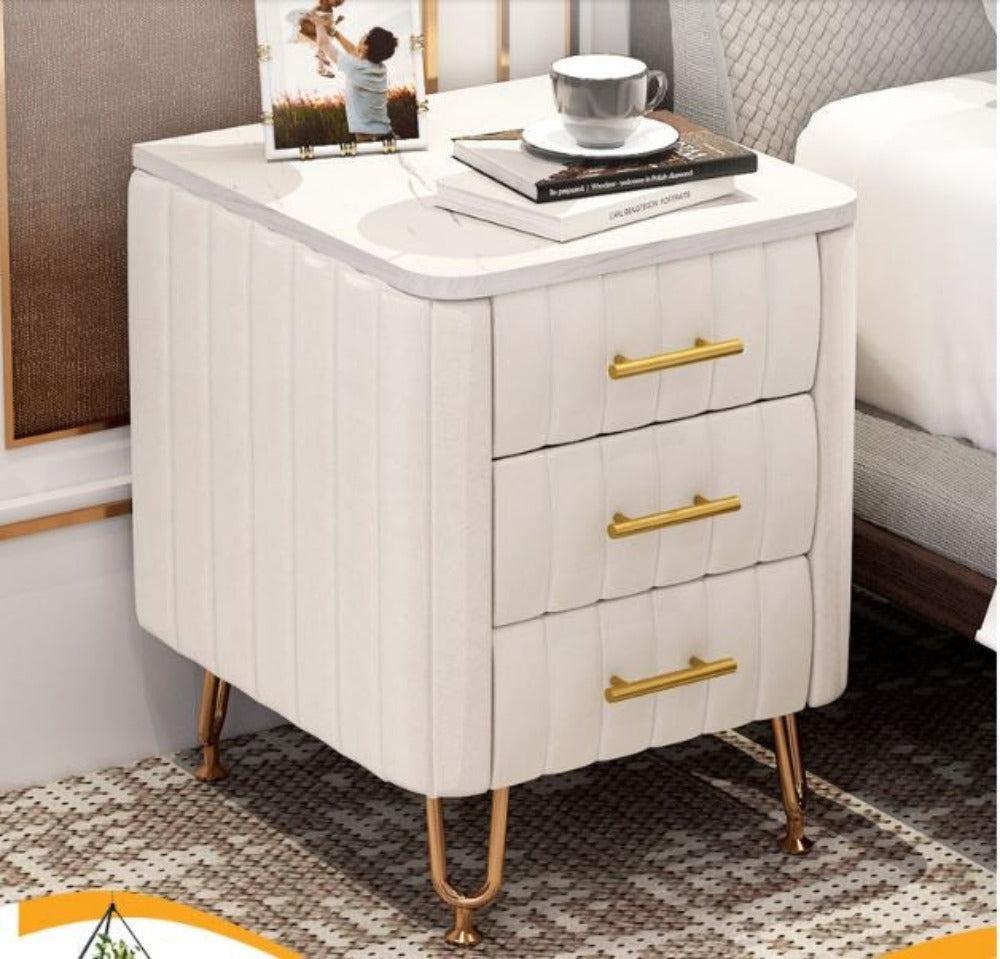 Lixra Set Of 2 Fine Finish Metallic Base Wooden Night Stand