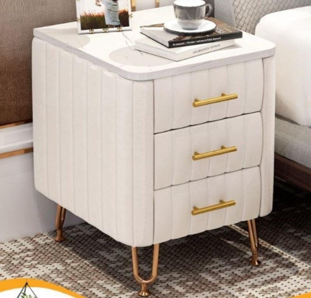 lixra Set of 2 Fine Finish Metallic Base Wooden Night Stand