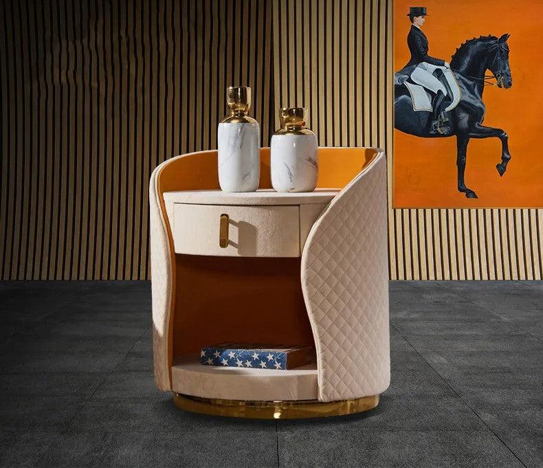 lixra Set Of 2 Golden Contemporary Wooden Nightstands