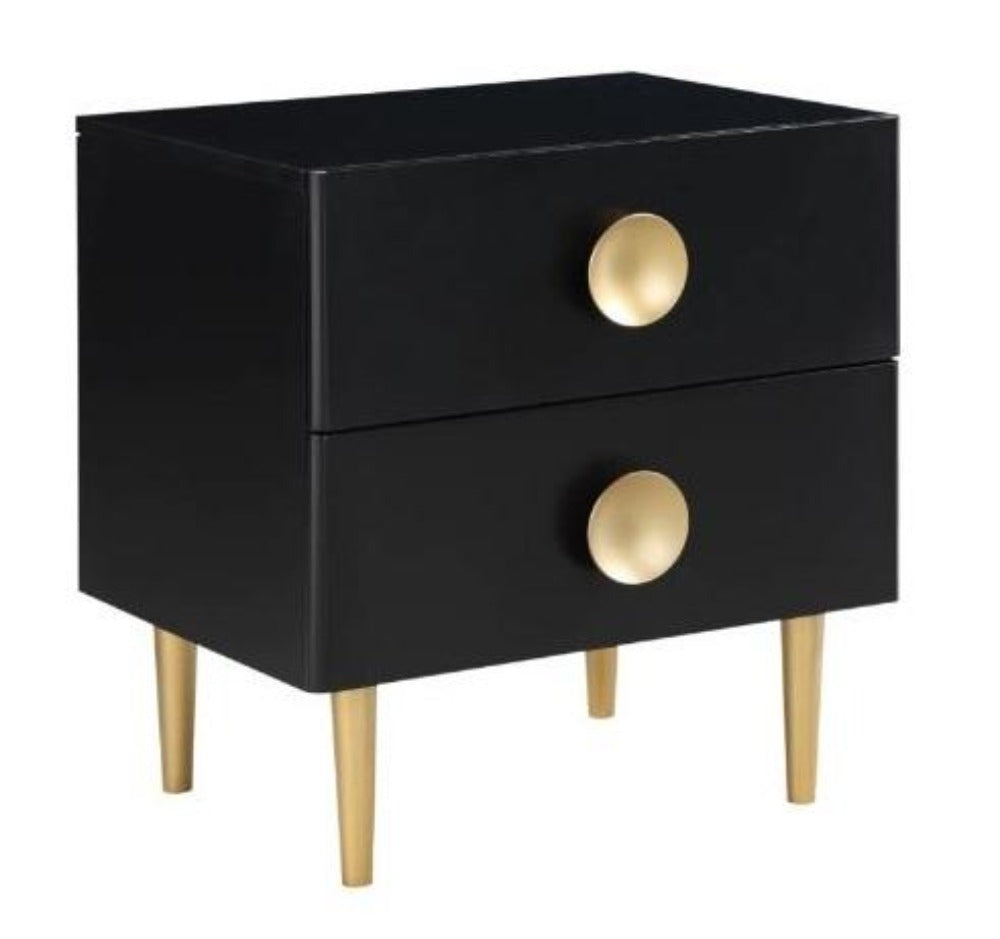 Lixra Set Of 2 Golden Finish Modern Wooden Night Stand