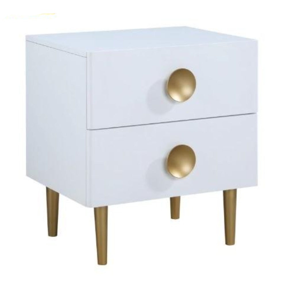 Lixra Set Of 2 Golden Finish Modern Wooden Night Stand