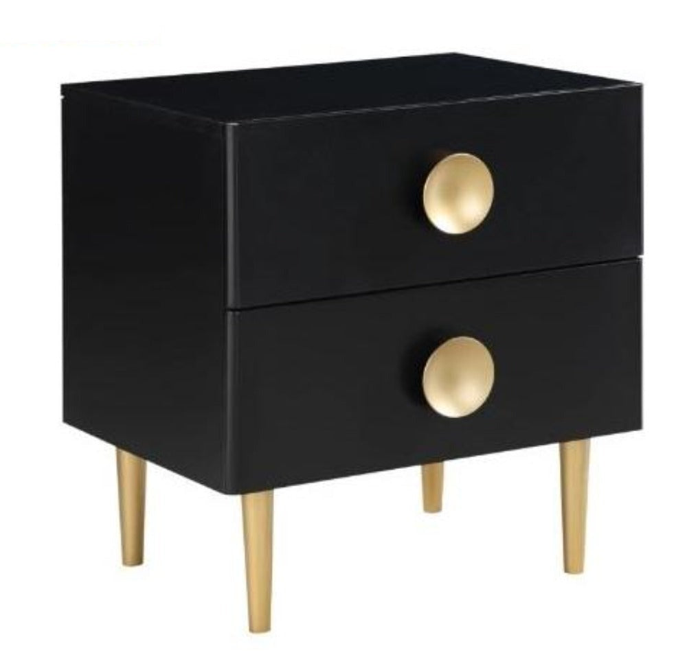 lixra Set of 2 Golden Finish Modern Wooden Night stand