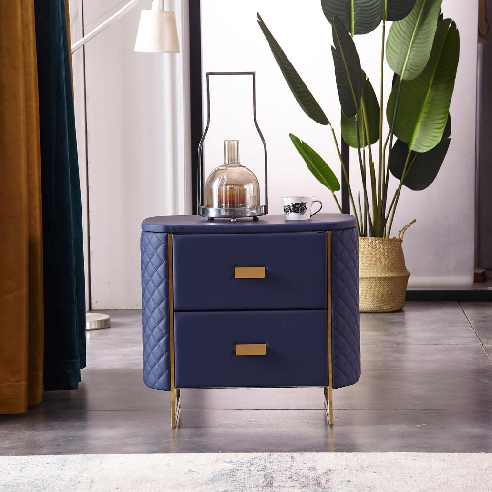 lixra Set Of 2 Leather Upholstered Wooden Nightstand