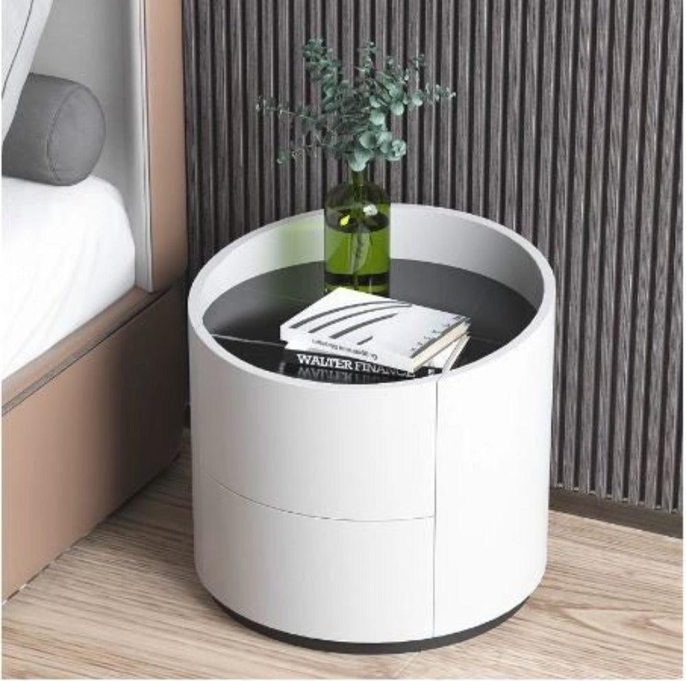 Lixra Set Of 2 Marble Top Wooden Finish Night Stand