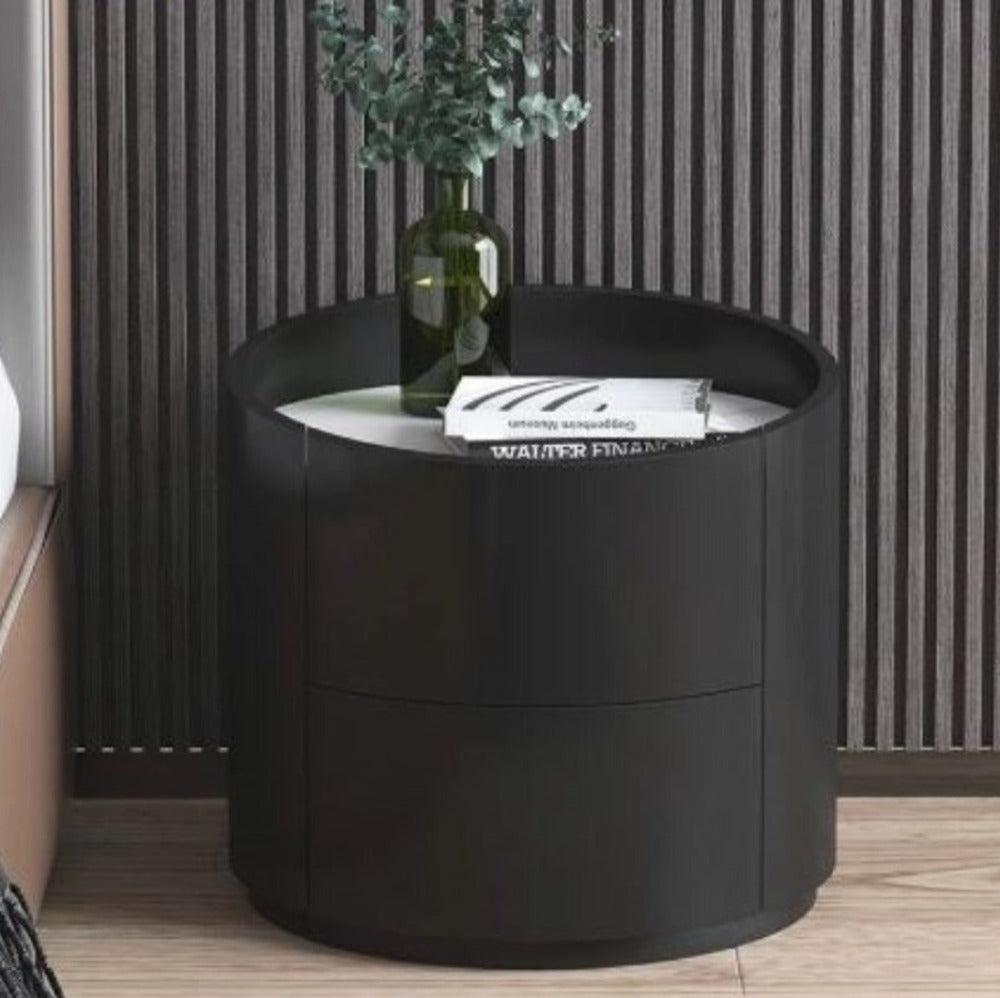 Lixra Set Of 2 Marble Top Wooden Finish Night Stand