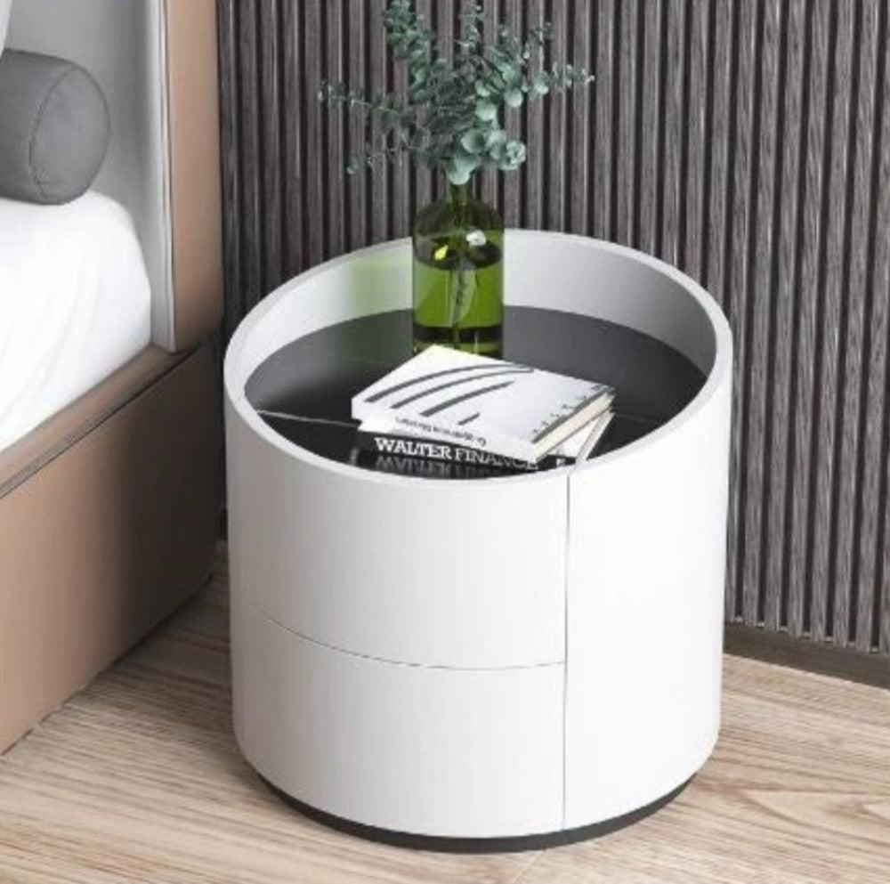 lixra Set of 2 Marble Top Wooden Finish Night Stand