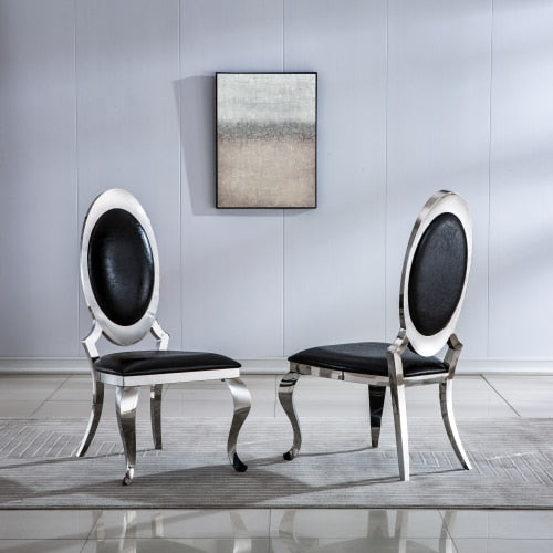 lixra Set of 2 Oval Shaped Modern Leather Dining Chair