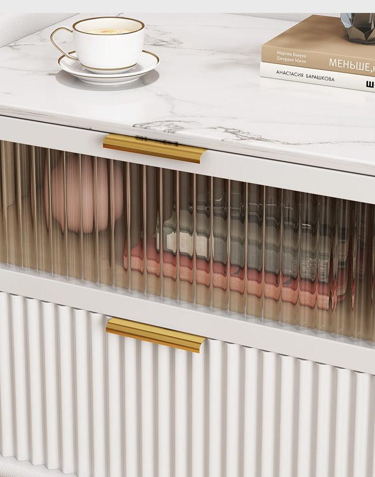 Lixra Set Of 2 Stunning White Polished Marble Table