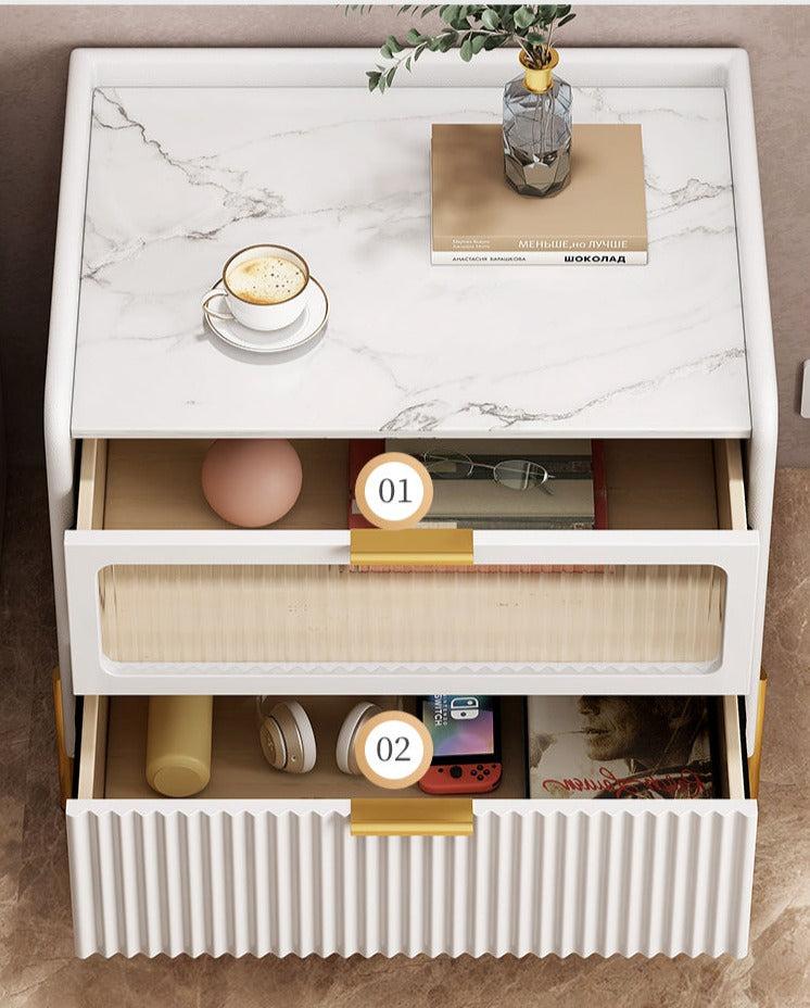 Lixra Set Of 2 Stunning White Polished Marble Table