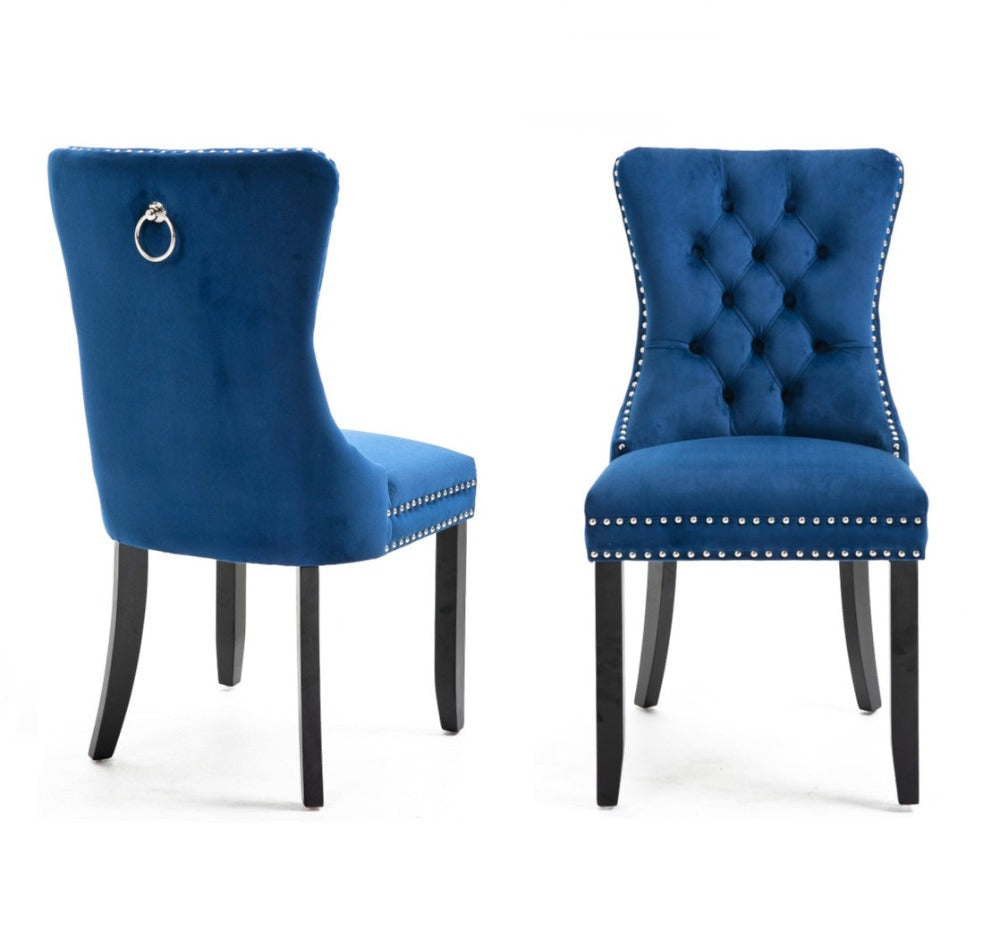 Lixra Set Of 2 Velvet Fabric Dinning Chair With Solid Metal Legs