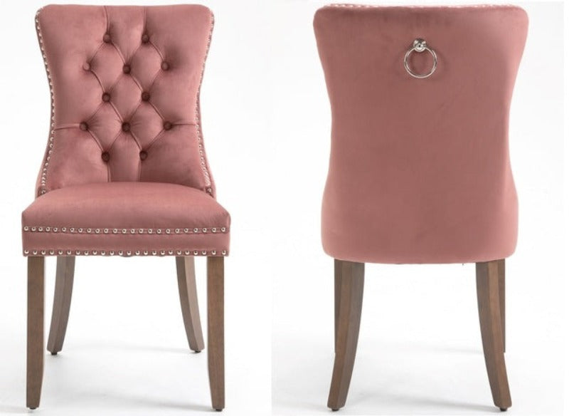 Lixra Set Of 2 Velvet Fabric Dinning Chair With Solid Metal Legs