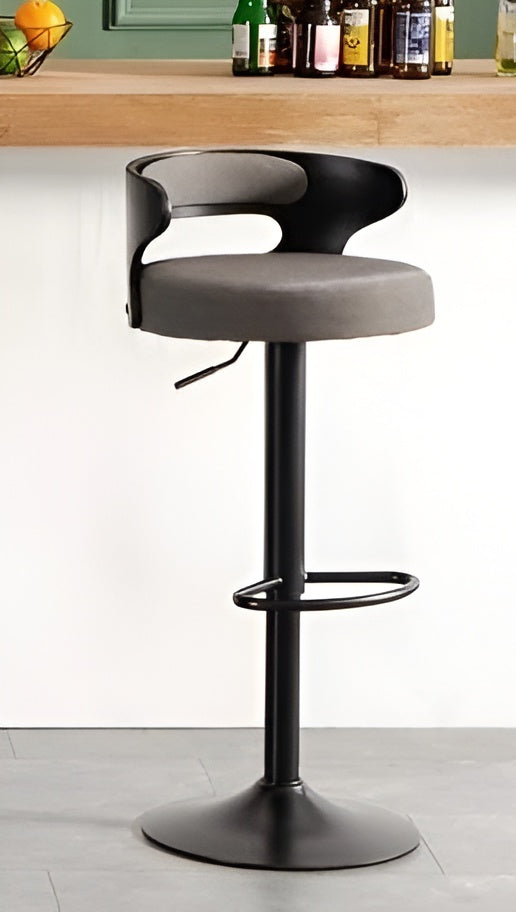 Lixra Set Of 3 Modern Leather Bar Stool With Metal Base