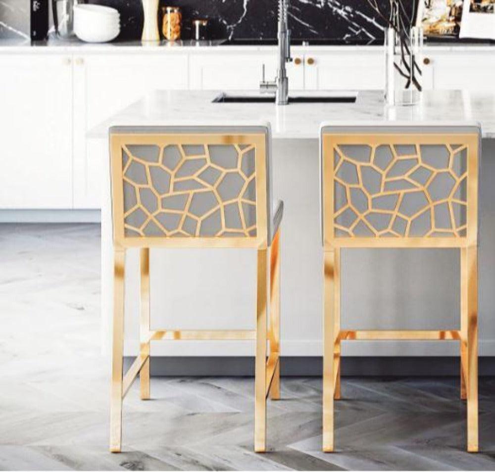 Lixra Set Of 3 Stylish Velvet Mid-Century Bar Stools