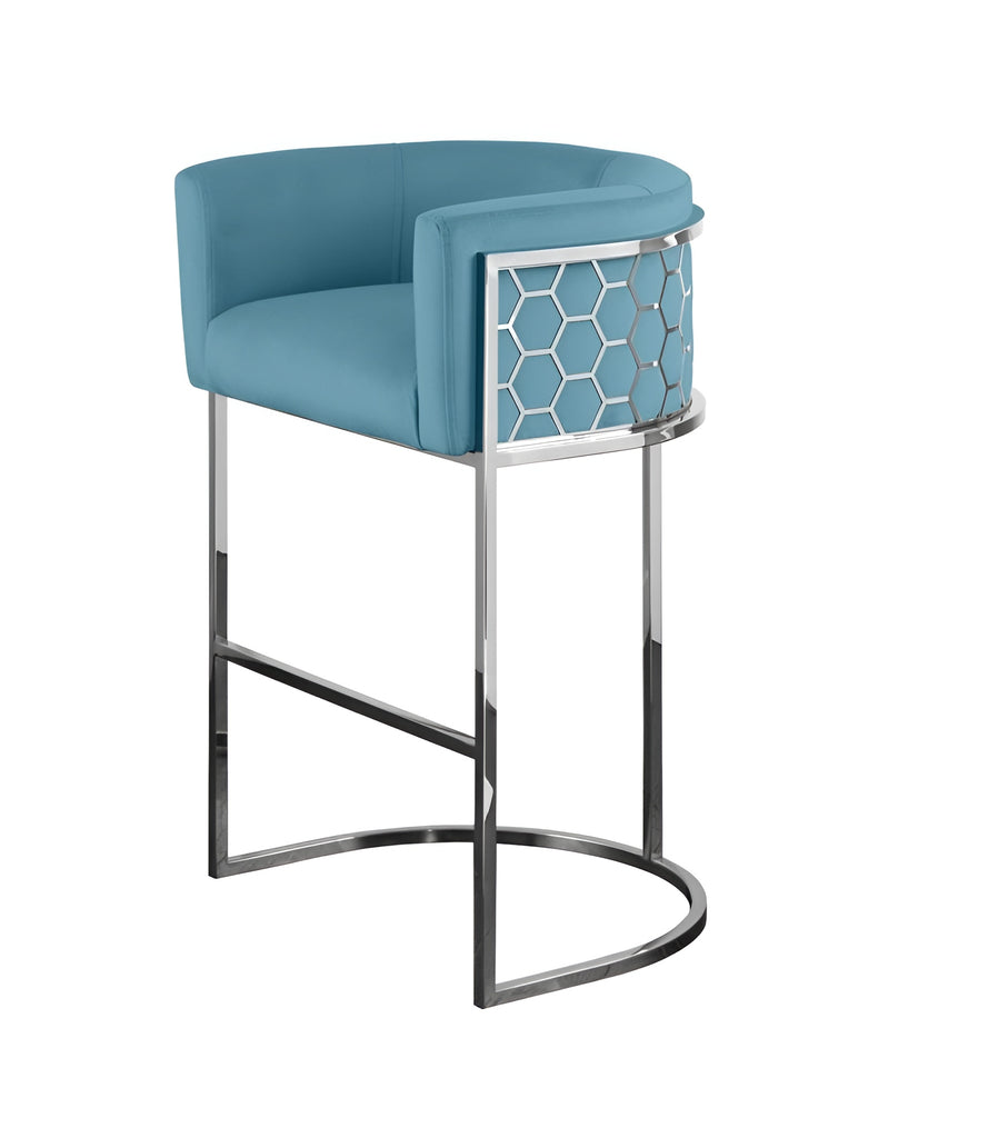 Lixra Set Of 4 Contemporary Metal Frame Velvet Bar Stool
