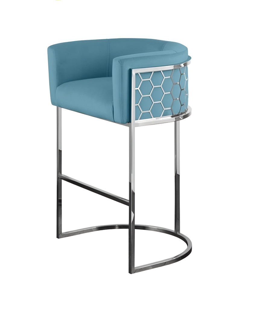 Lixra Set Of 4 Contemporary Metal Frame Velvet Bar Stool
