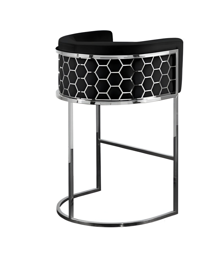 Lixra Set Of 4 Contemporary Metal Frame Velvet Bar Stool