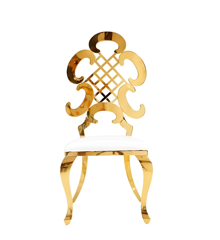 Lixra Set Of 4 Golden Polished Leather Dining Chairs