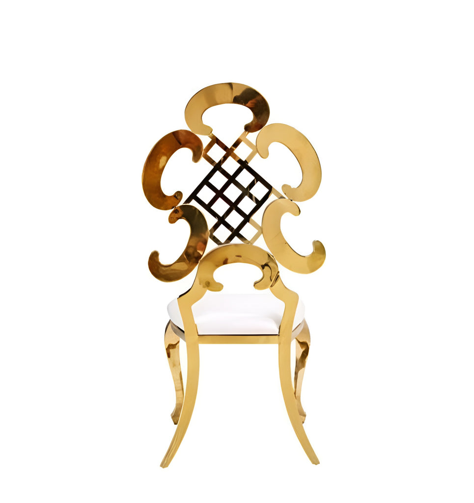 Lixra Set Of 4 Golden Polished Leather Dining Chairs
