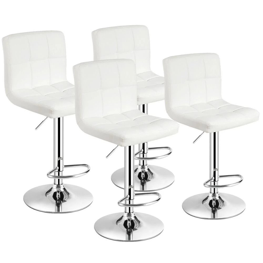 Lixra Set Of 4 Height Adjustable Swivel Leather High-Raised Stool