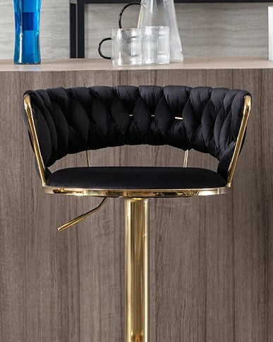Lixra Set Of 4 High Raise Stools With Backrest In Gold Metal