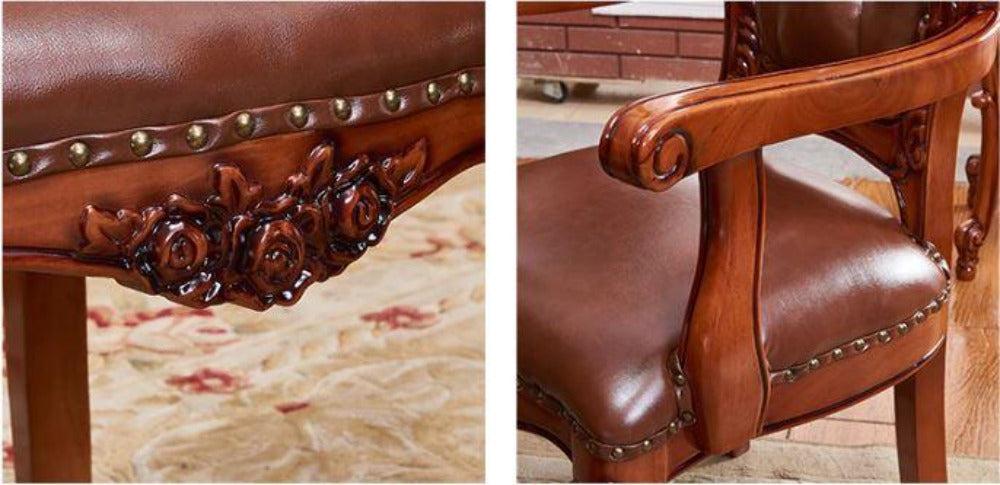 Lixra Set Of 4 Wooden Construct Leather Dining Chairs