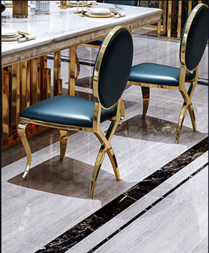 Lixra Set Of 6 Sophisticated Leather Chair With Gilded Legs