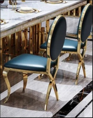 Lixra Set Of 6 Sophisticated Leather Chair With Gilded Legs