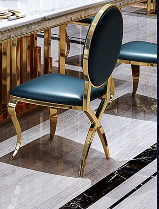 lixra Set Of 6 Sophisticated Leather Chair With Gilded Legs
