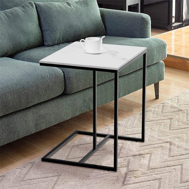 Lixra Sintered Stone Tabletop Metal Frame Side Table