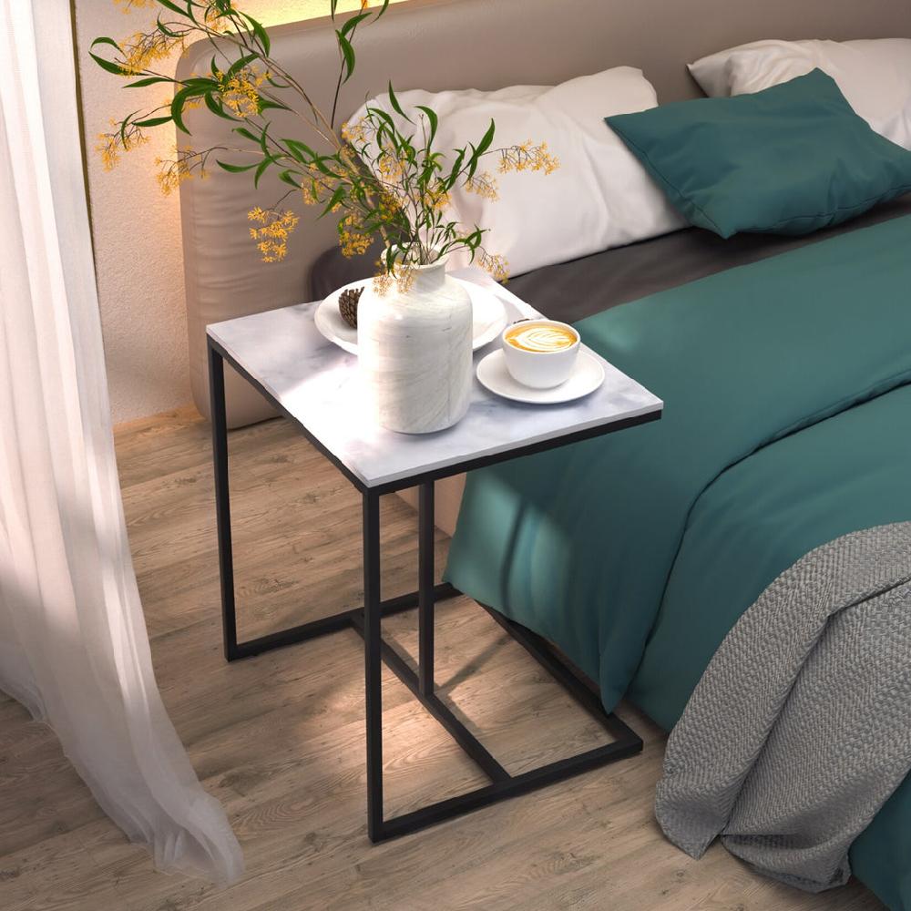 Lixra Sintered Stone Tabletop Metal Frame Side Table